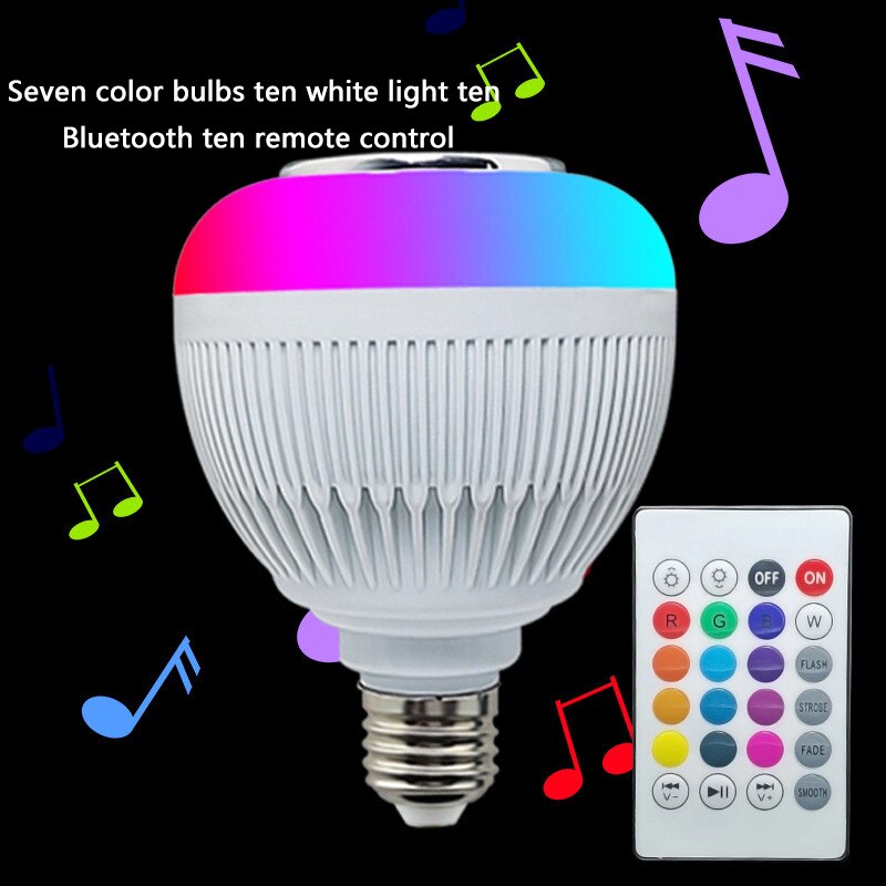 12W RGBW E27 음악 RGB 색상 변경 전구 블루투스 스피커 여러 가지 빛깔의 장식 전구, 파티 홈 원격 제어